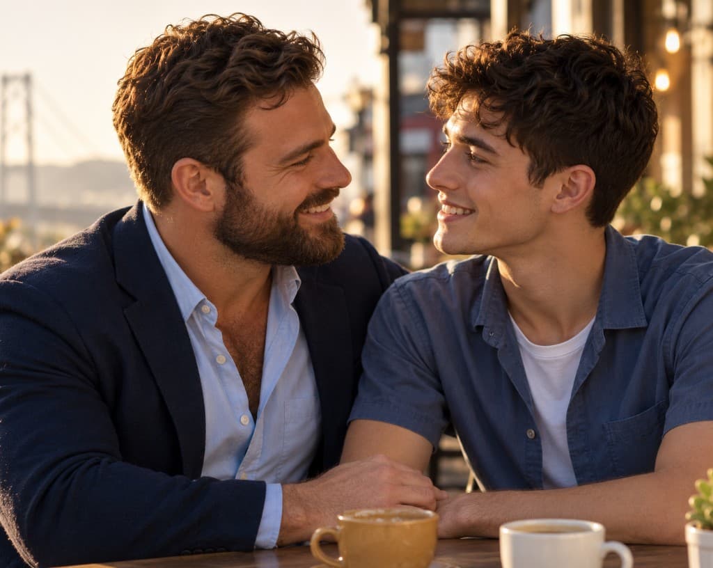 Daniel and James at a café