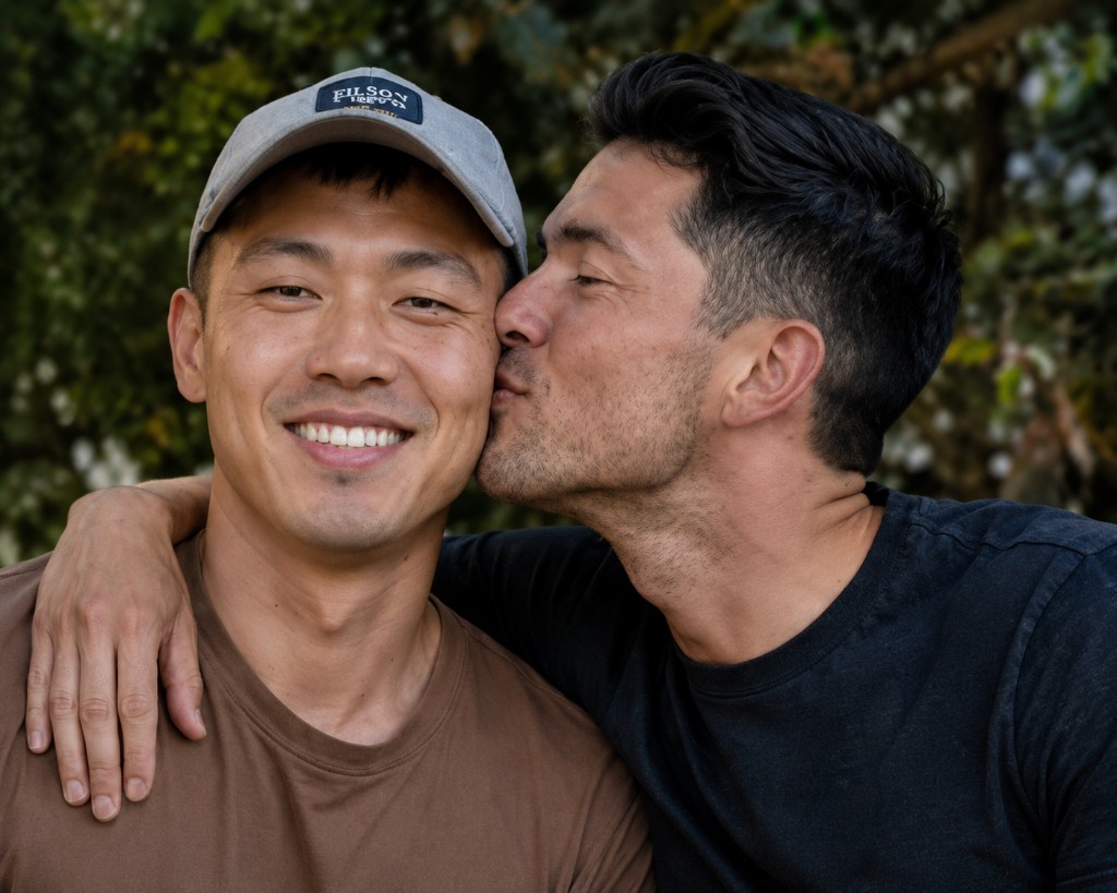 Marcus and Alex outdoors